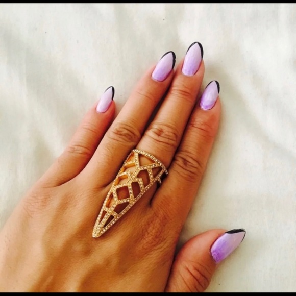 Silver BCBG Pyramid Pave Ring - 7 - Picture 3 of 3